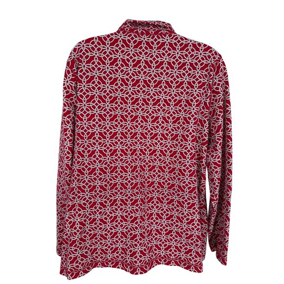 Talbots Hello Saturday Red Rope Print Half-Zip Long Sleeve Pullover Top Size 1X - Picture 4 of 8